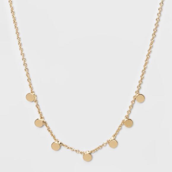 a new day Jewelry - A New Day NWT Small Circle Pendent Necklace Gold Lobster Claw Clasp 3 Inch Ext